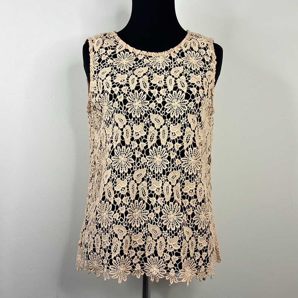 ZARA Cream Embroidered Top S